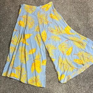 Aakaa Blue and Yellow Wide Leg Pants